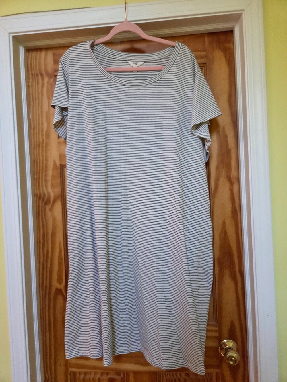 Women's Plus Sized 3X Shirt Dress Black & White Small Stripes